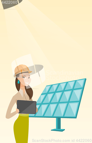 Image of Female worker of solar power plant.