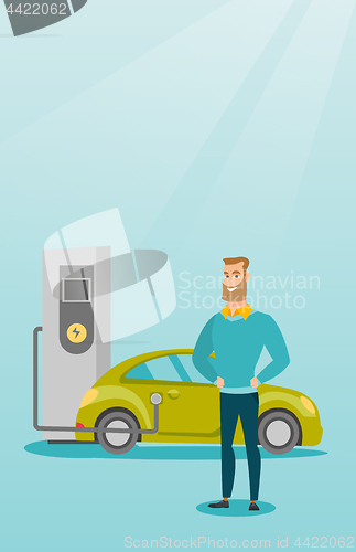 Image of Charging of electric car vector illustration.