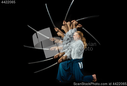 Image of The young man are training Aikido at studio