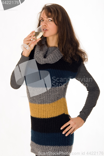 Image of Elegant woman with a glass of champagne