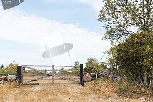 Image of Closed old wooden gate