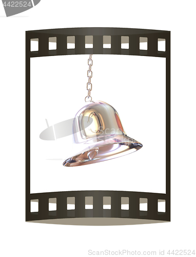 Image of Shiny metal bell isolated on white background. 3d illustration. 