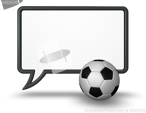 Image of speech bubble and soccer ball