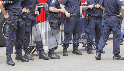 Image of Intervention police station on the city street monitors the secu