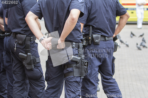 Image of Intervention police station on the city street monitors the secu