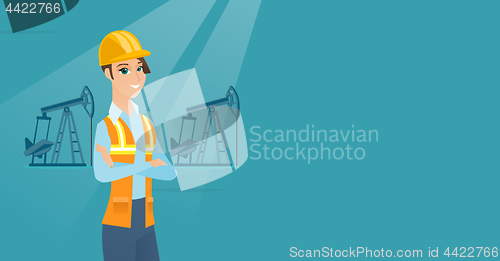 Image of Cnfident oil worker vector illustration.