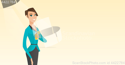 Image of Woman drinking cocktail vector illustration.