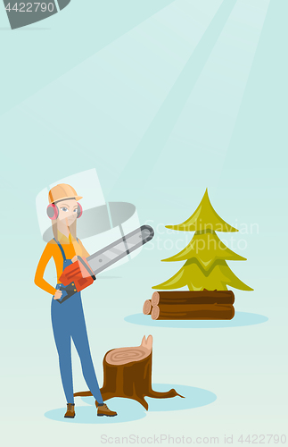 Image of Lumberjack with chainsaw vector illustration.