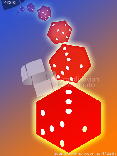 Image of Rolling red dice illustration