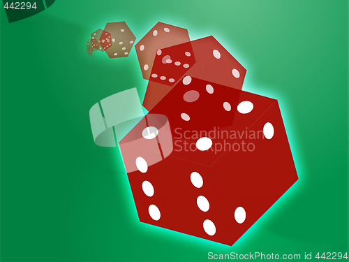 Image of Rolling red dice illustration