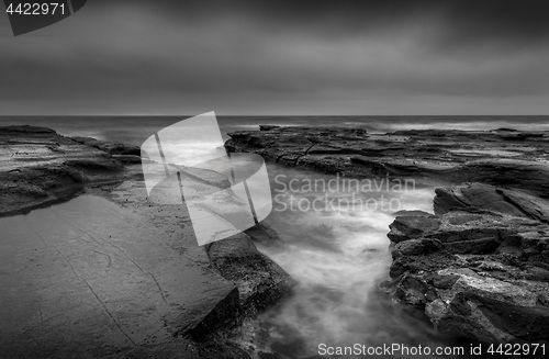 Image of Moody seascape ocean rock channel