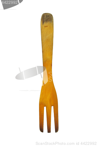 Image of Wooden fork on white