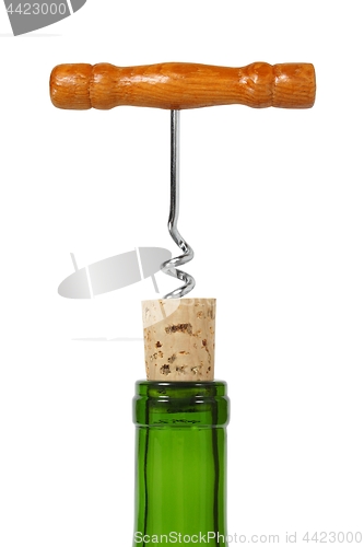 Image of Wine bottle and corkscrew