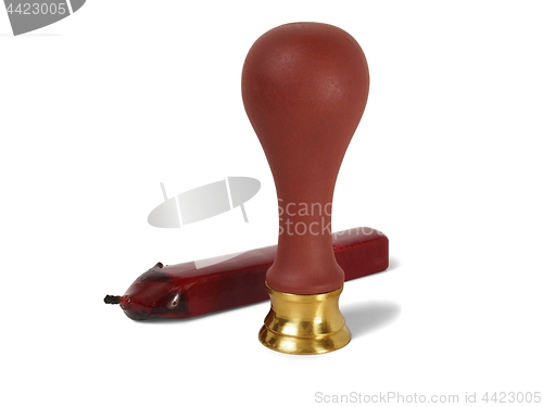 Image of Seal and sealing wax on white