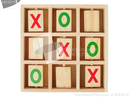 Image of Wooden tic-tac-toe on white