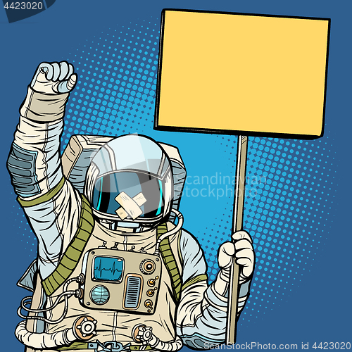 Image of Astronaut with gag protesting for freedom of speech