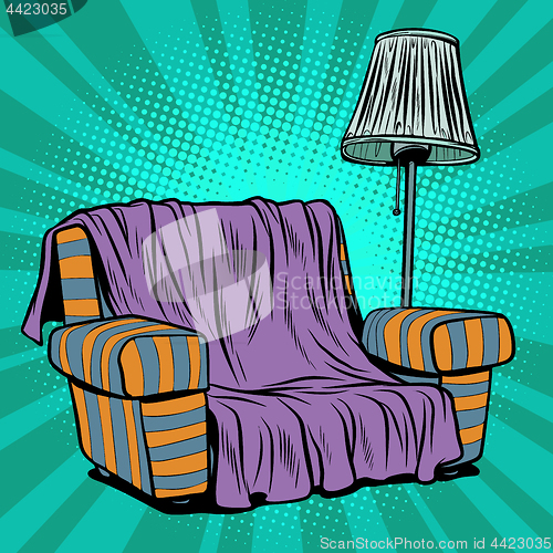 Image of Armchair sofa with floor lamp