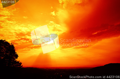 Image of red sunset sky