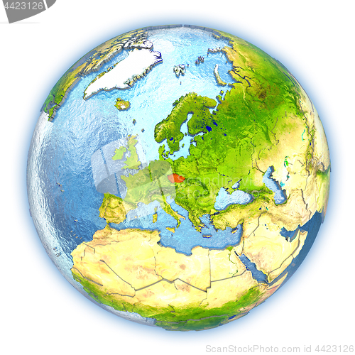 Image of Czech republic on isolated globe