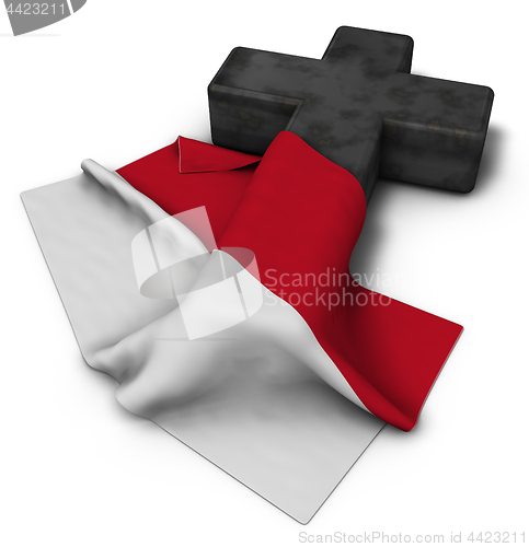 Image of christian cross and flag of monaco