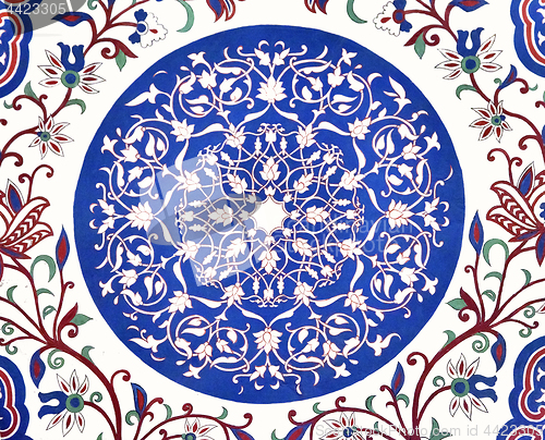 Image of Old Eastern mosaic on the ceiling, Uzbekistan