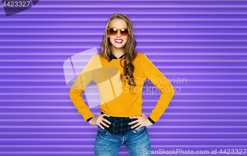 Image of happy young woman or teen girl in casual clothes