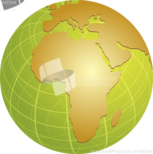 Image of Map of Africa on globe  illustration