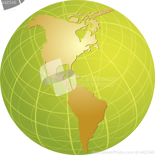 Image of Map of the Americas on globe  illustration