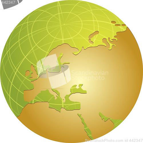 Image of Map of Eurpe on globe  illustration