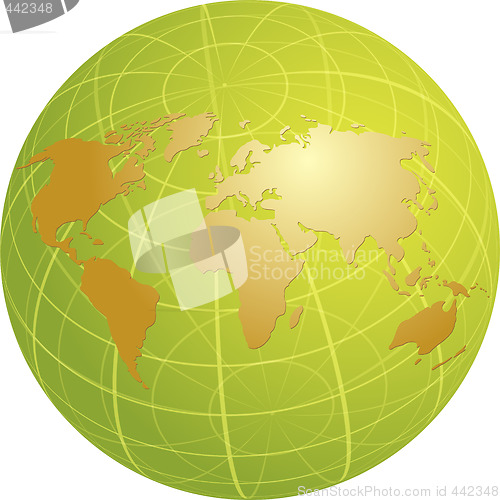 Image of Map of the world illustration on globe grid