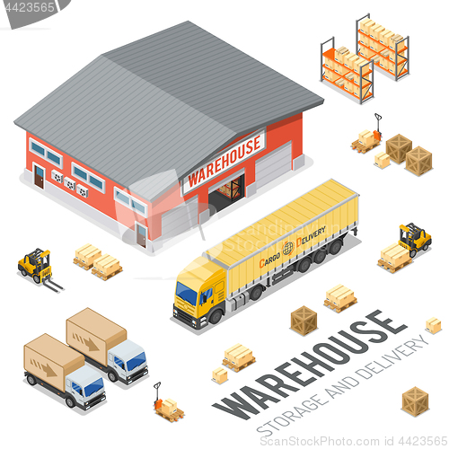 Image of Warehouse Storage and Delivery Isometric