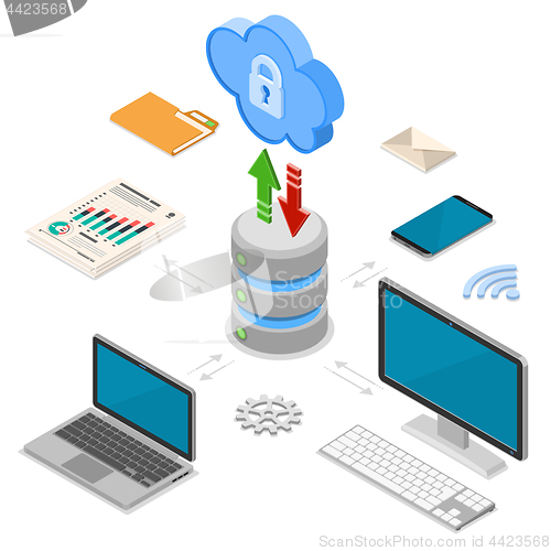 Image of Cloud Computing Technology Isometric