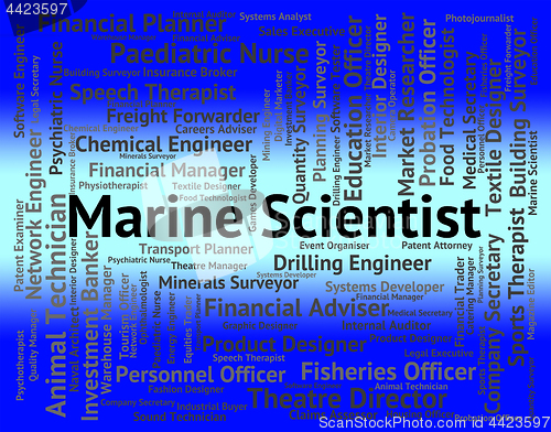 Image of Marine Scientist Shows Ocean Text And Jobs