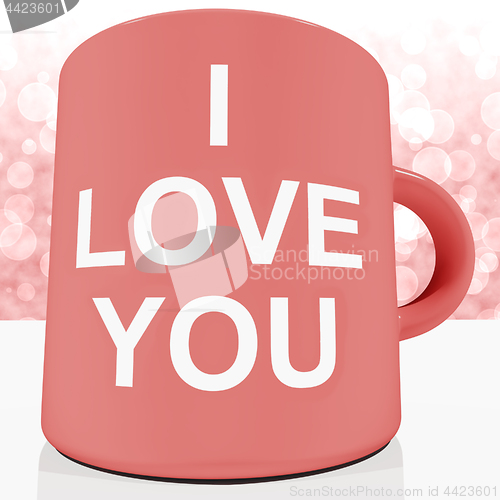 Image of I Love You Mug With Bokeh Background Showing Romance And Valenti