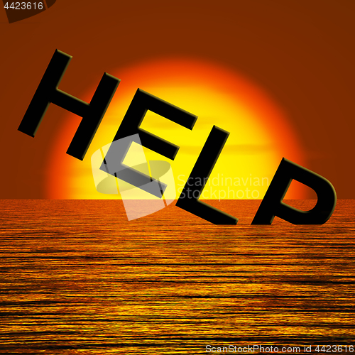 Image of Help Word Sinking As Symbol For Needed Support