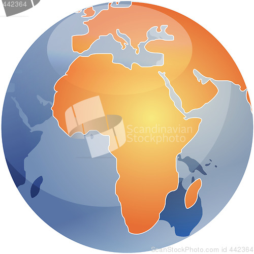 Image of Map of Africa on globe  illustration