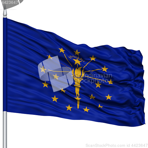 Image of Isolated Indiana Flag on Flagpole, USA state