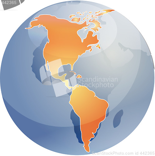 Image of Map of the Americas on globe  illustration