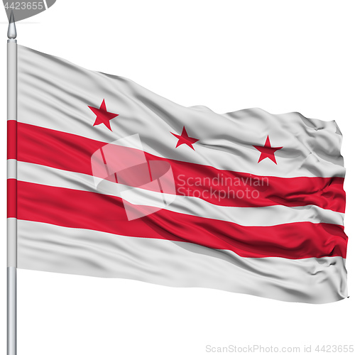 Image of Isolated Washington DC Flag on Flagpole, USA state