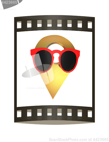 Image of Glamour map pointer in sunglasses. 3d illustration. The film str