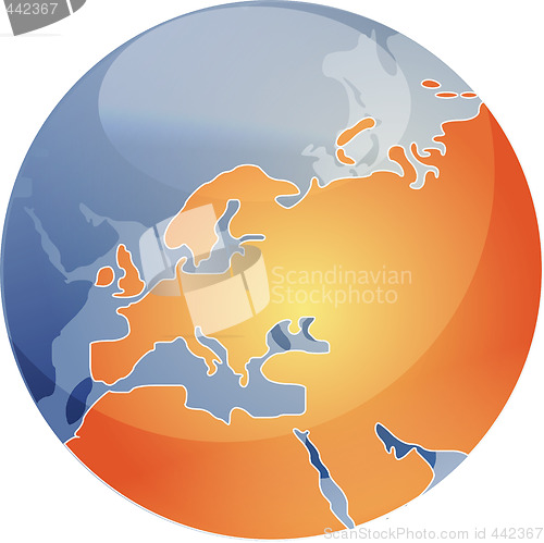 Image of Map of Eurpe on globe  illustration