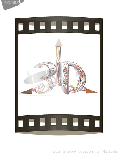 Image of 3d chrome text on a white background. 3D illustration.. The film