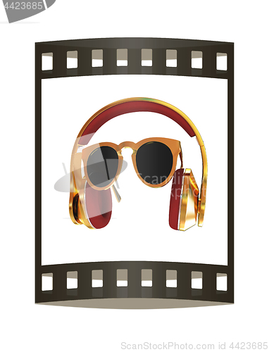 Image of Sunglasses and headphone for your face. 3d illustration. The fil