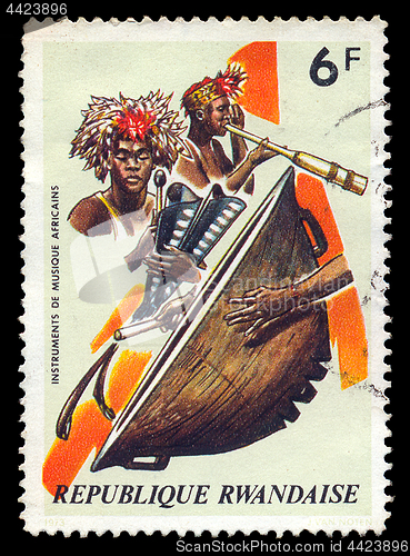 Image of african musical instruments postage stamp