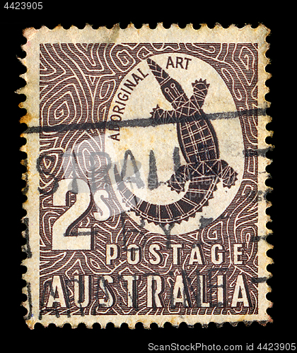 Image of crocodile vintage postage stamp