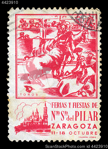 Image of bullfighting vintage postage stamp