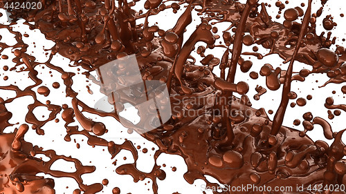 Image of Chocolate or cocoa coffee splashes and droplets