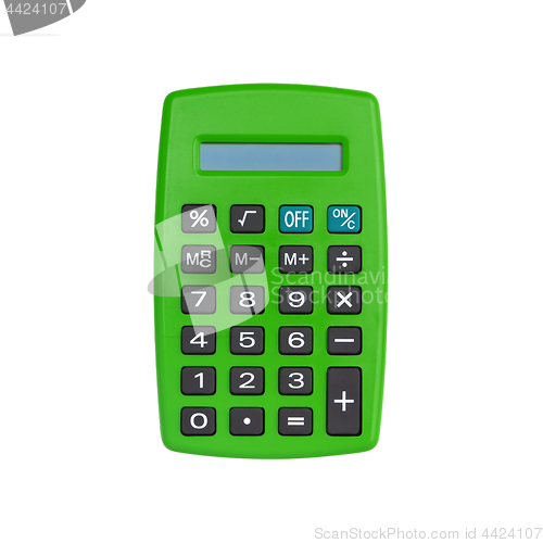 Image of Green calculator isolated on white