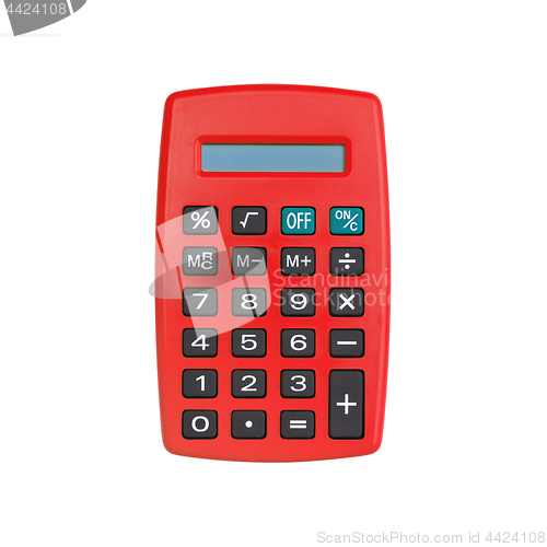 Image of Red calculator isolated on white