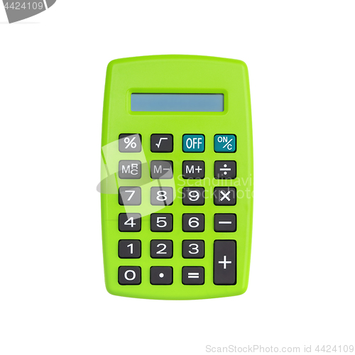 Image of Green calculator isolated on white